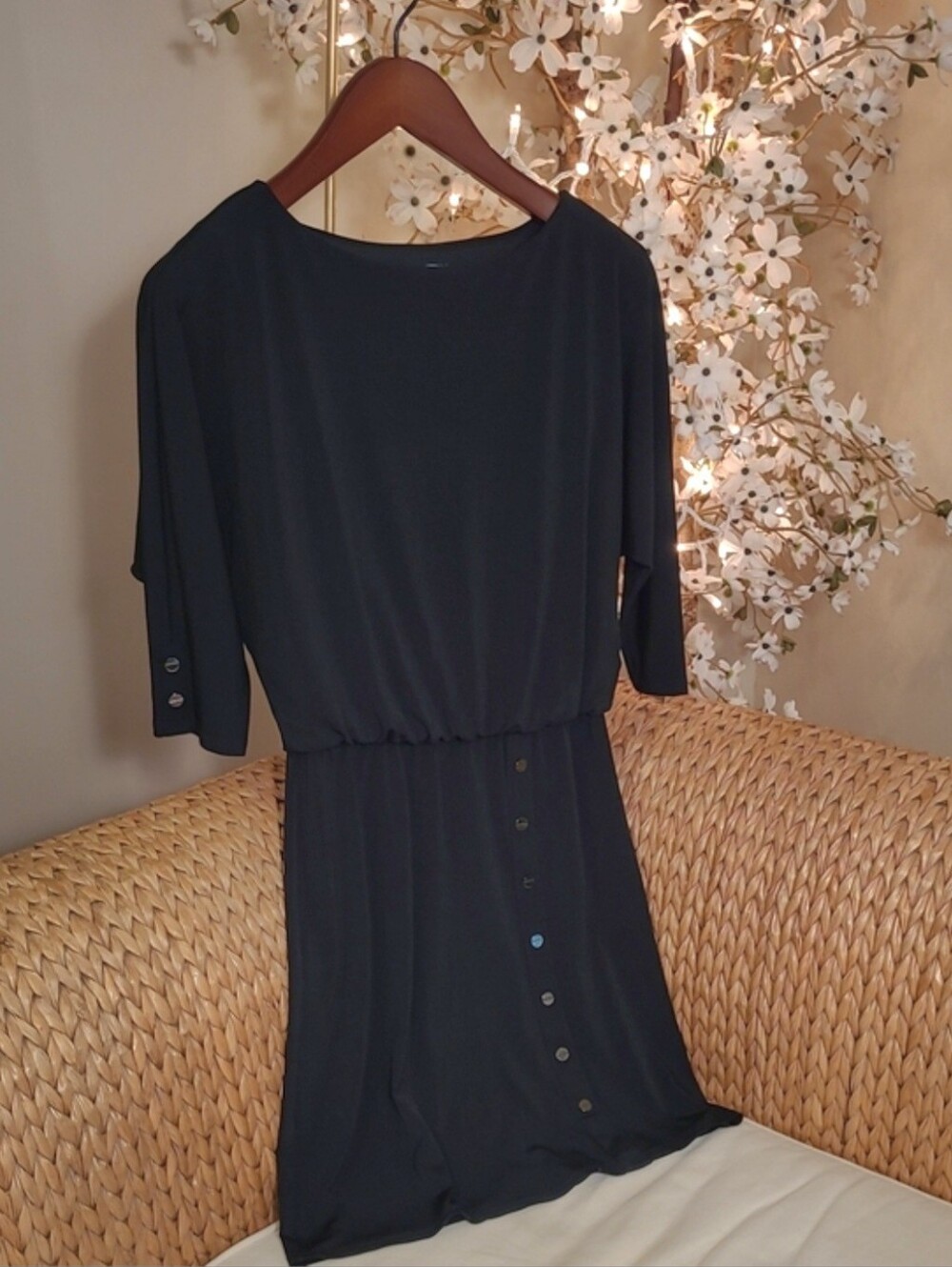 Black Button Detail Dress